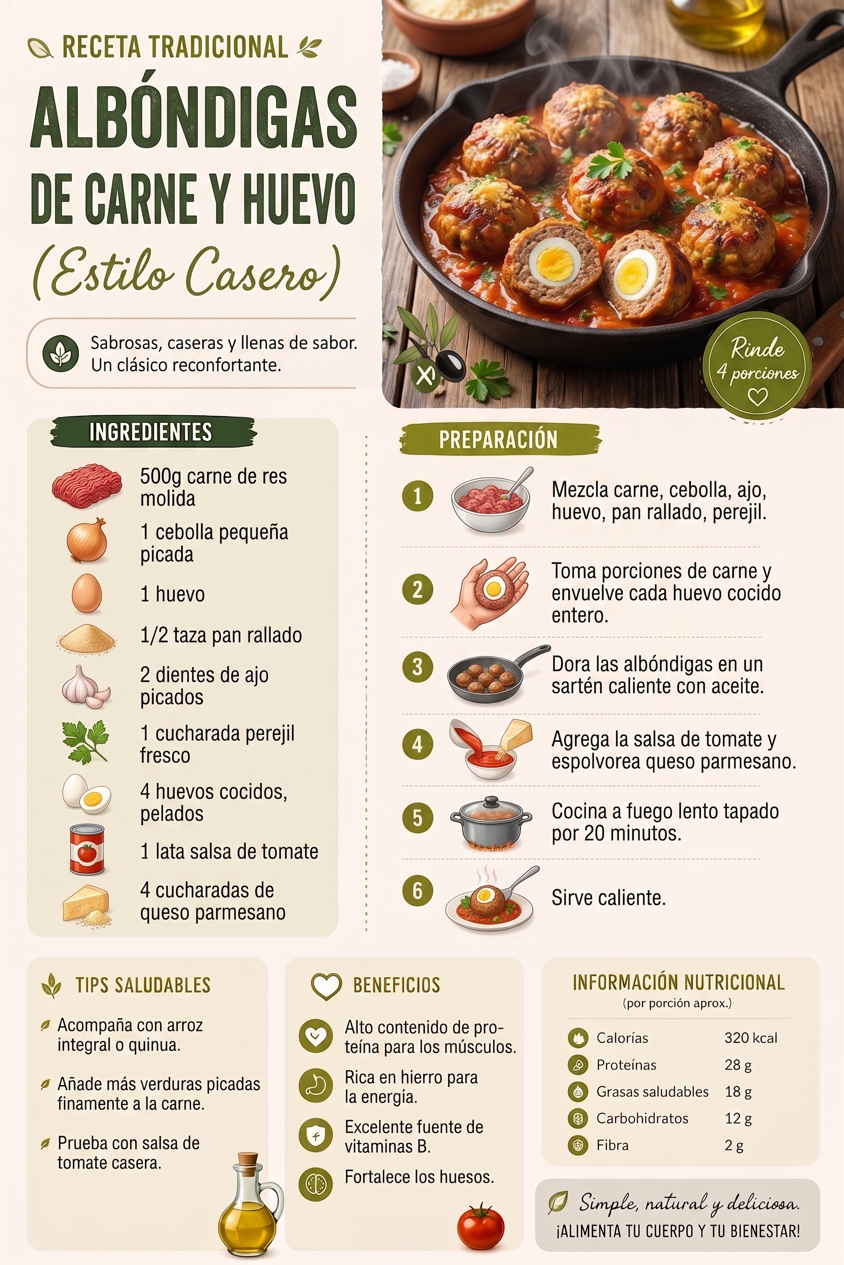 Albóndigas de carne y huevo (sin pan)
