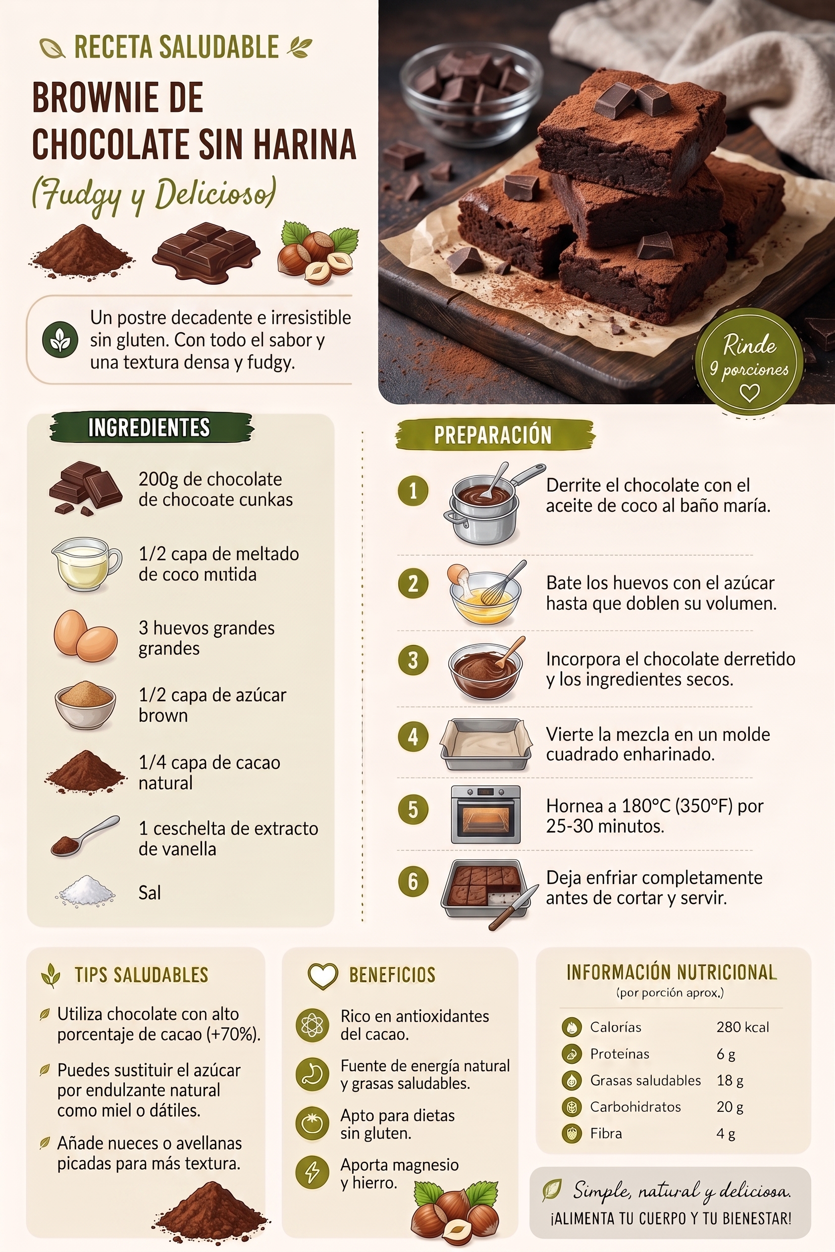 Brownie de chocolate sin harina