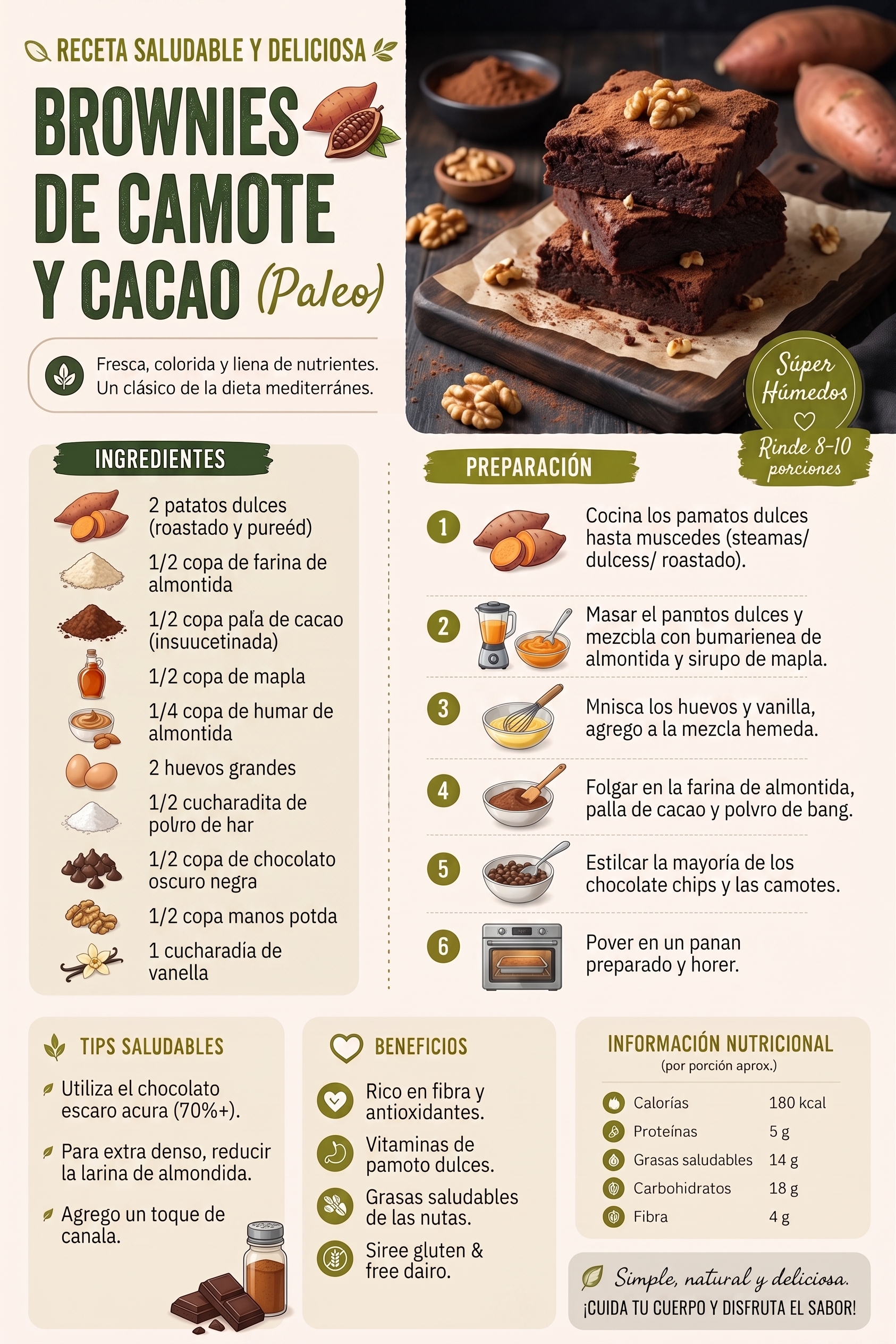 Brownies paleo de camote y cacao