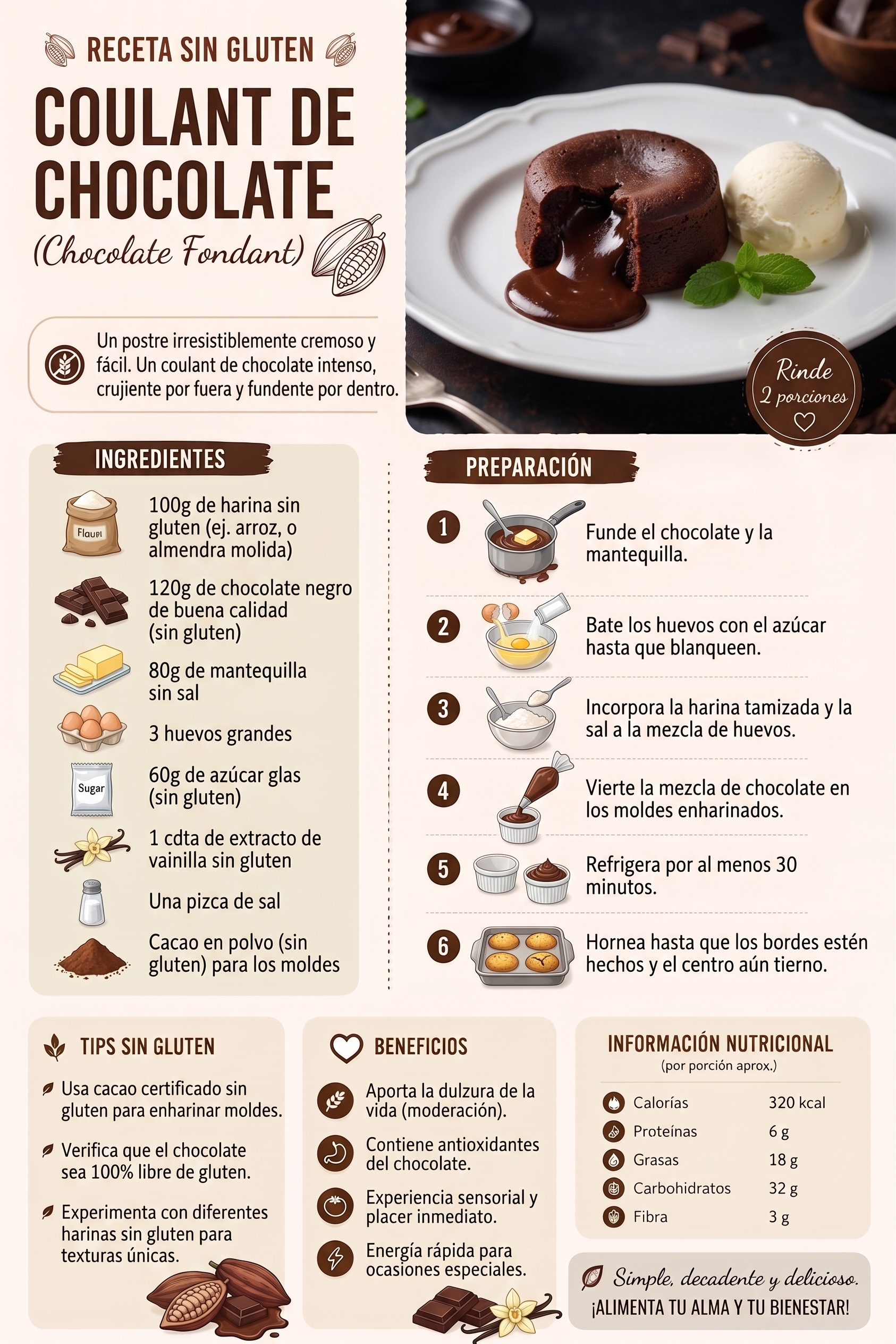 Coulant de chocolate sin gluten
