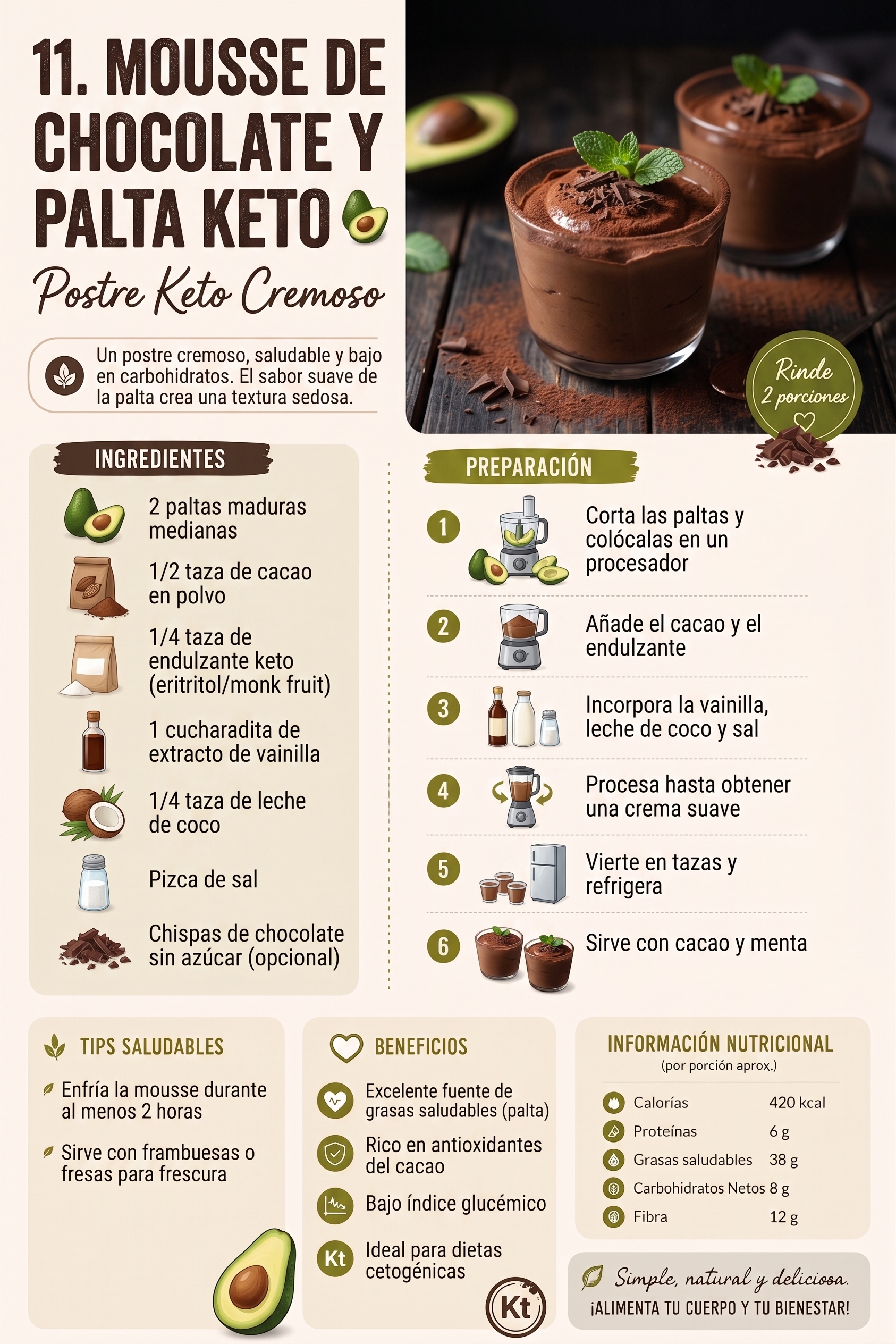 Mousse de chocolate y palta keto