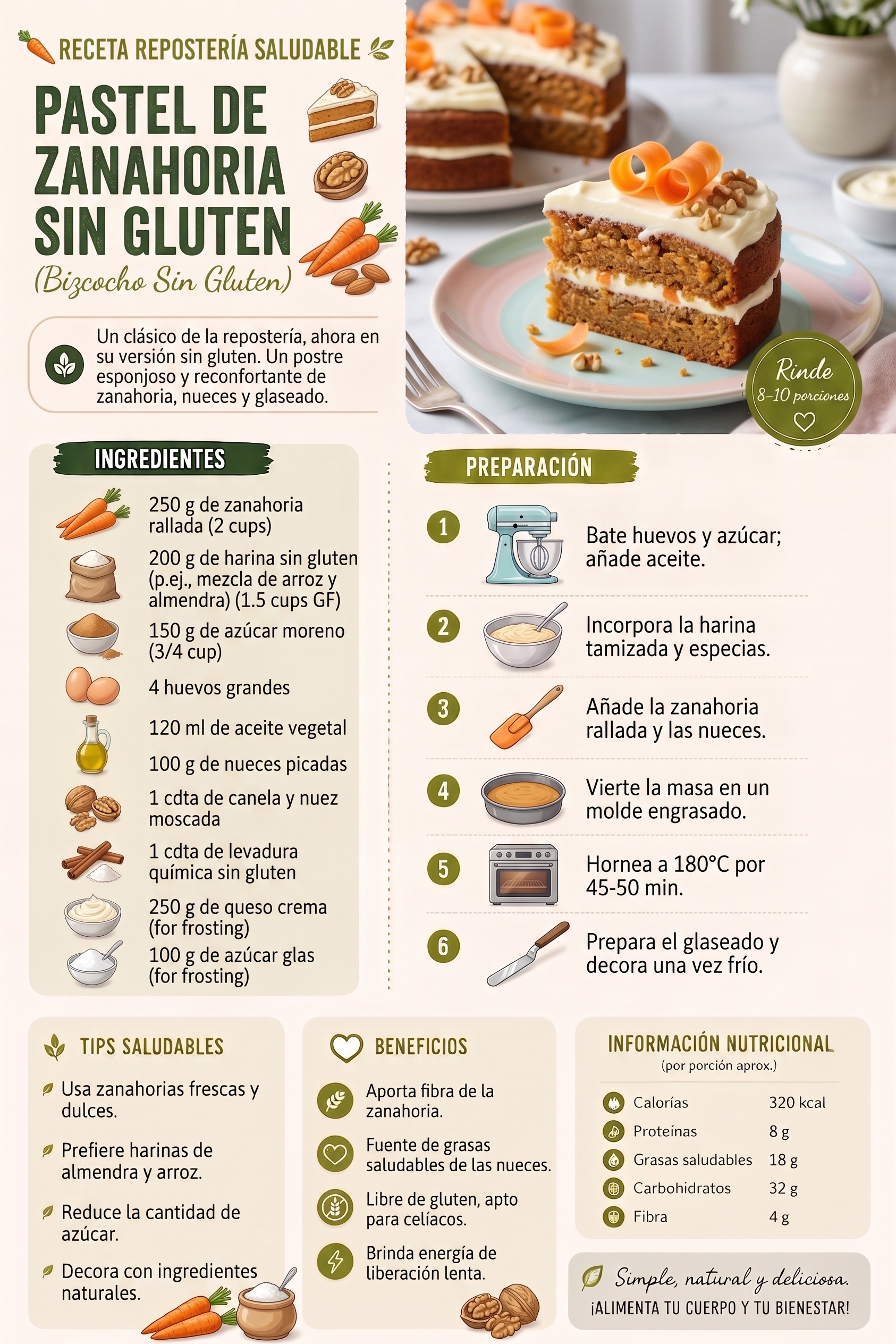Pastel de zanahoria sin gluten