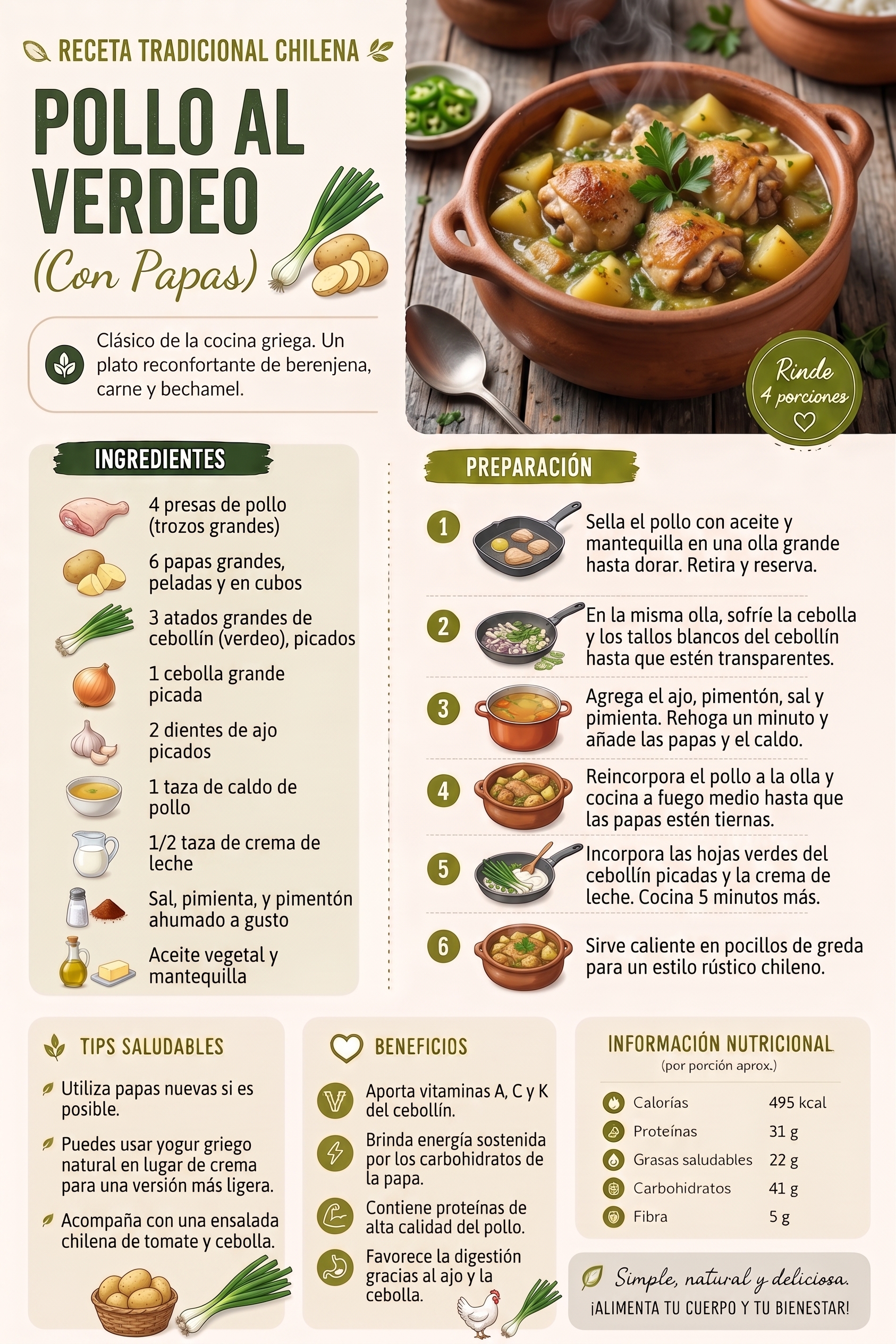 Pollo al verdeo con papas
