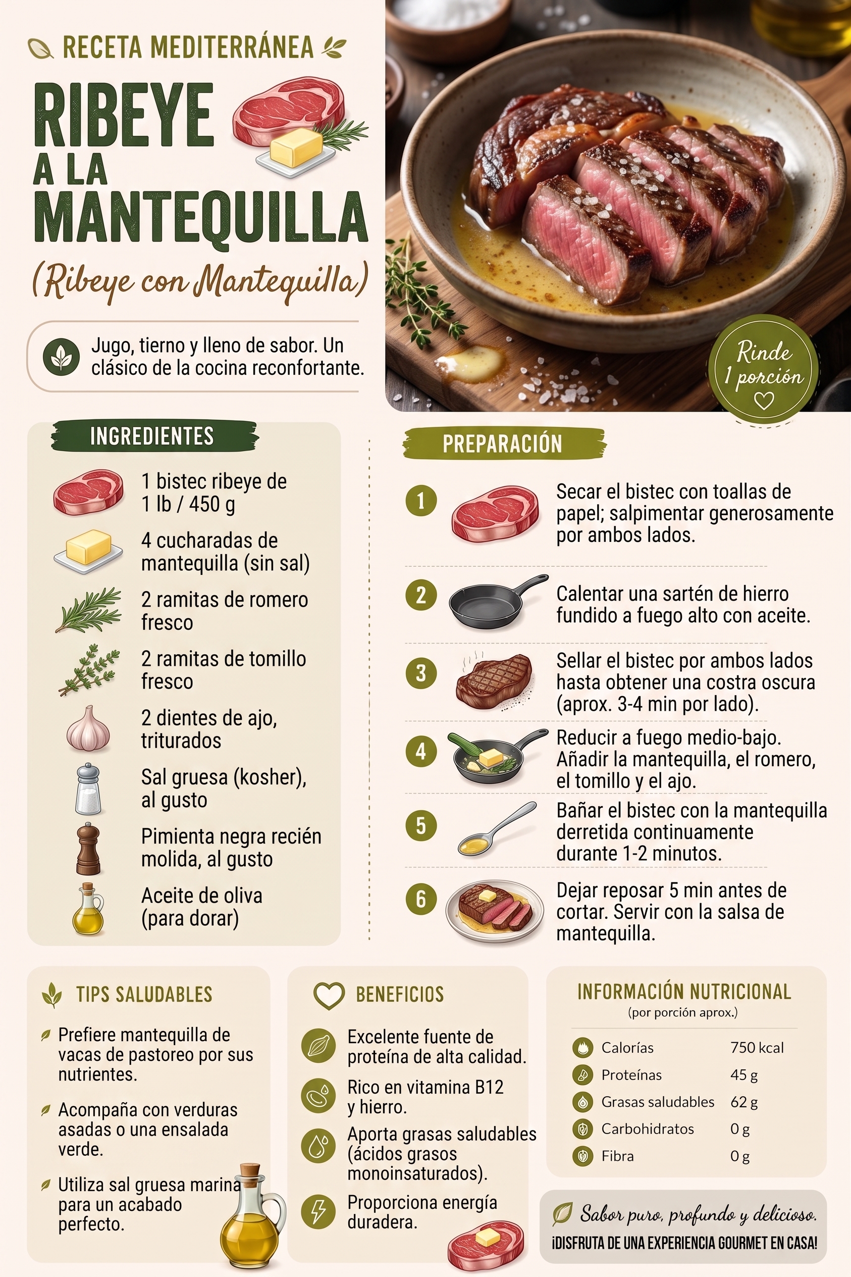 Ribeye a la mantequilla