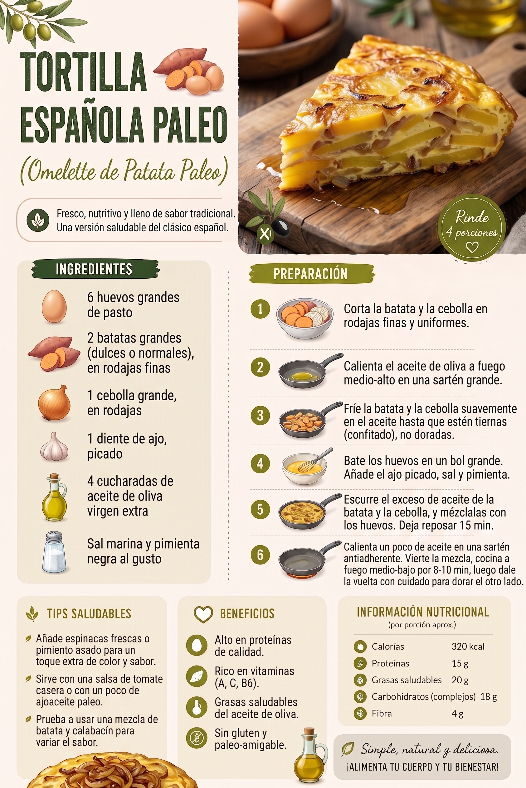 Tortilla española paleo (papa, huevo y cebolla)
