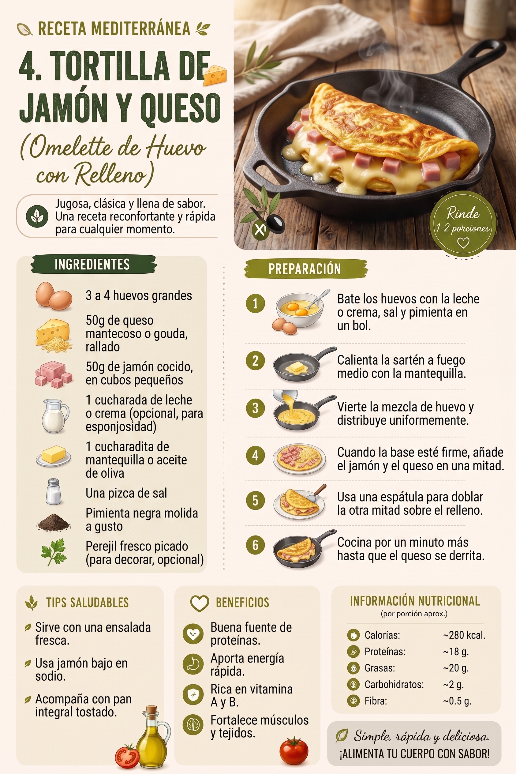 Tortilla de jamón y queso