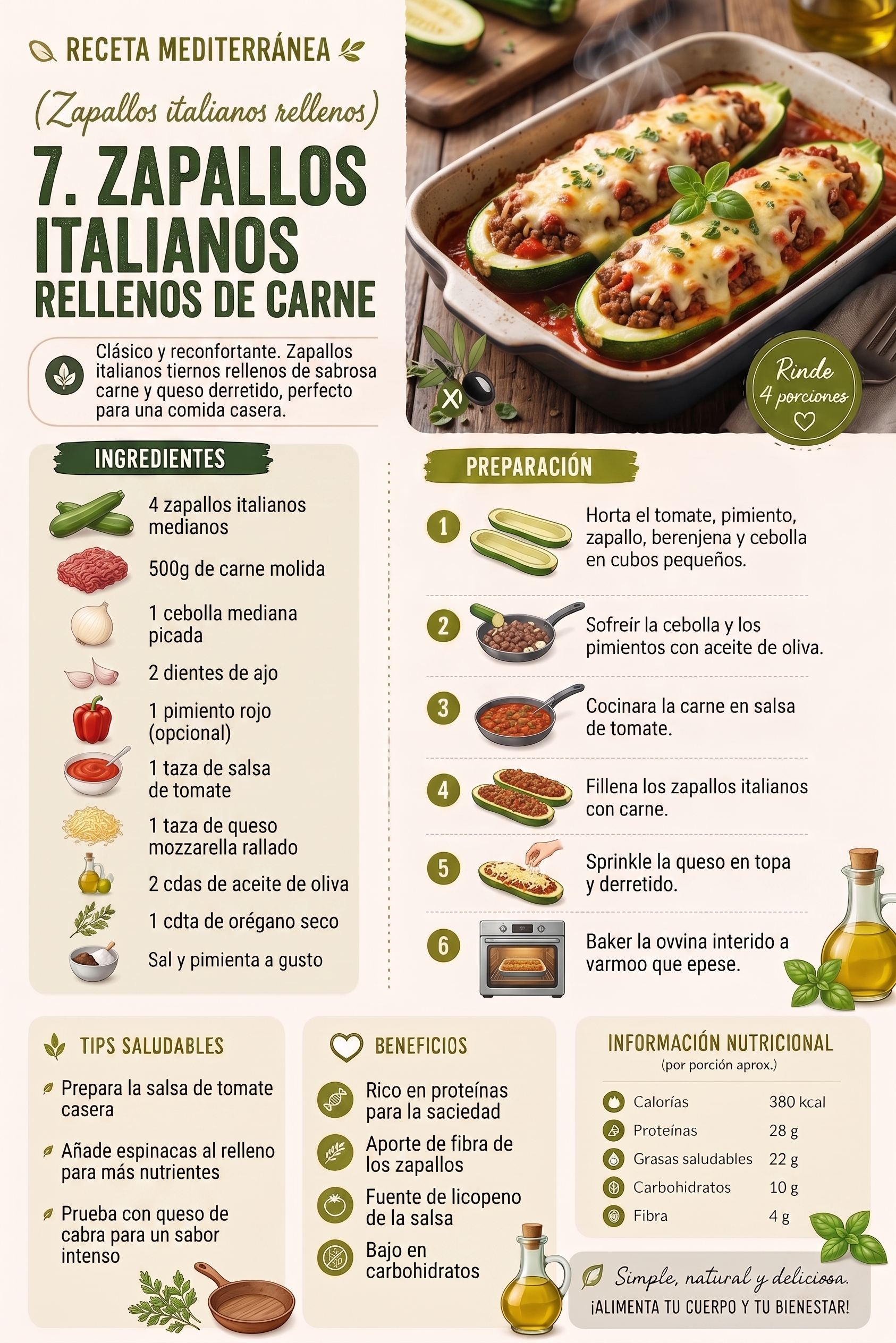Zapallos italianos rellenos de carne